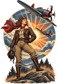 Vintage Aviation Pin-Up T-Shirt – Edition 35 artwork close-up