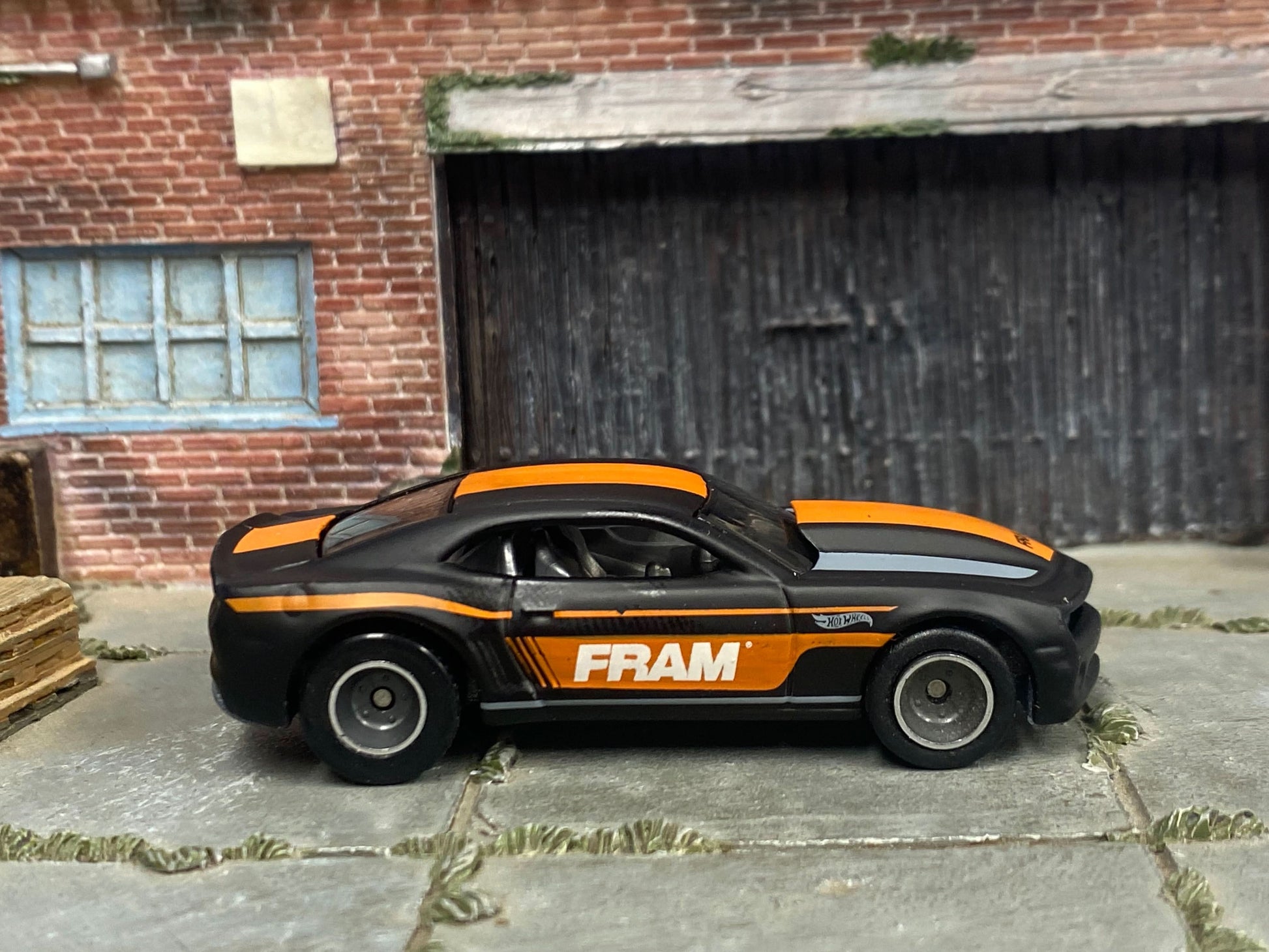Custom Hot Wheels - 2013 COPO Camaro - Custom Satin Clearcoat Black and Orange - Gray and Chrome Smoothie Wheels - Rubber Tires
