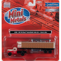Classic Metal Works 1941-1946 Chevrolet Tractor w/Flatbed Trailer & Kamm's Beer Bottles 1:87 HO Scale — exact product view