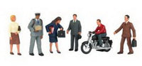 Bachmann HO Scale SceneScapes City People with Motorcycle Six-Pack - figure assortment