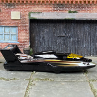 Loose Hot Wheels - Hydroplane Jet Boat - Black, White and Gold