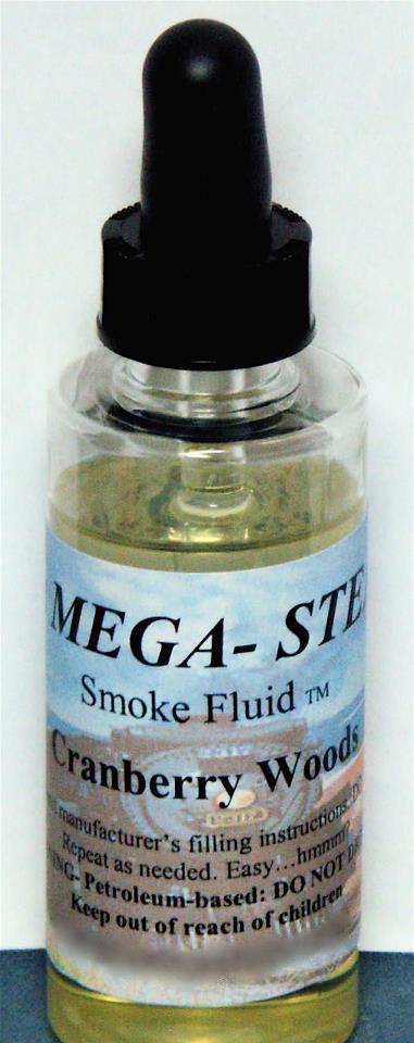 JT's Mega-Steam 121 Cranberry Woods Smoke Fluid 2 oz actual labeled glass bottle photograph 1