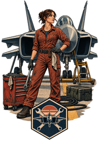 Vintage Aviation Pin-Up T-Shirt – Edition 28 artwork close-up
