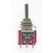 Miniatronics Mini Toggle -Ctr Off-Mom Spring -DPDT-5amp-120v-1/4 in Dia [2] MNT3627005 — exact product reference