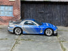 Custom Hot Wheels - 1995 Mazda RX7 - Silve and Blue FALKEN Tires - Chrome Mag Wheels - Rubber Tires