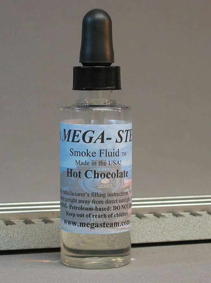 JT's Mega-Steam 105 Hot Chocolate Smoke Fluid 2 oz actual labeled bottle photograph