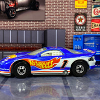 Loose Hot Wheels - 1992 Chevy Camaro Race Car (1995 Blackwall Wheels) - Blue and White Hot Wheels