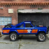 Custom Hot Wheels - 1973 Jeep J10 - Blue K&N - Gold Mag Wheels - Goodyear Offroad Rubber Tires