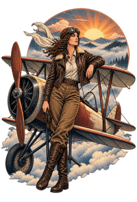 Vintage Aviation Pin-Up T-Shirt – Edition 22 artwork close-up