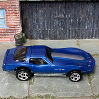 Loose Hot Wheels - Corvette Stingray - Blue and Silver