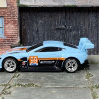 Custom Hot Wheels - Astin Martin Vantage GTE - Blue GULF - Chrome Mag Wheels - Rubber Tires