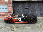 Custom Hot Wheels Porsche 918 Spyder – Black & Red | Black & Red Mag Wheels + Real Rubber Tires