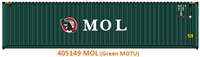 MOL Green-W/ GATOR logo– 40' HIGH CUBE containers with Magnetic system, Corrugated-side. JTC # (405149) exact product view 4