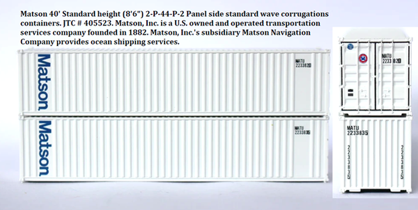 Matson 40' Standard height (8'6")  2-P-44-P-2 Panel side standard wave  corrugations containers. JTC # (405523) exact product view 1