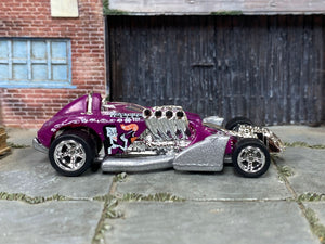 Custom Hot Wheels - Saltflat Racer - Purple - Chrome Mag Wheels - Rubber Tires