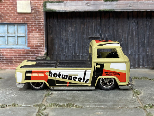 Custom Hot Wheels - Volkswagen T2 Pickup - Beige - Chrome Mag Wheels - Rubber Tires
