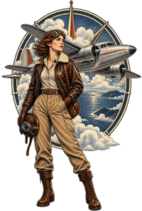 Vintage Aviation Pin-Up T-Shirt – Edition 38 artwork close-up