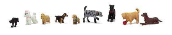 Woodland Scenics HO A1972 Dogs & Cat, Scenic Accents, 8 Dogs, 1 Cat — exact product view