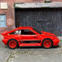 Custom Hot Wheels - 1985 Honda CRX - Red and Black - Red Mag Wheels - Rubber Tires
