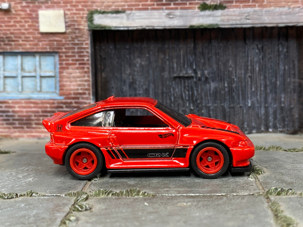 Custom Hot Wheels - 1985 Honda CRX - Red and Black - Red Mag Wheels - Rubber Tires