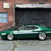 Custom Hot Wheels - 1972 Gran Torino Sport - Green and White - Chrome Steel Wheels - Rubber Tires