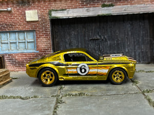 Custom Hot Wheels - 1967 Ford Mustang Shelby GT 500 - Gold Ultra Hot - Gold 5 Spoke Wheels - Rubber Tires