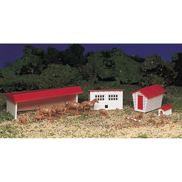 Bachmann HO Scale Plasticville Farm Buildings w/Animals - BAC45152 — exact product reference