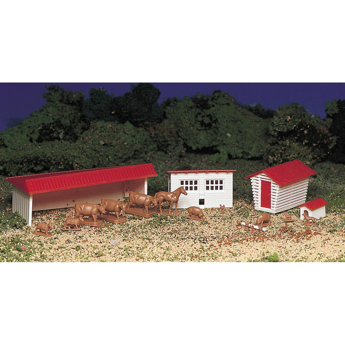 Bachmann HO Scale Plasticville Farm Buildings w/Animals - BAC45152 — exact product reference