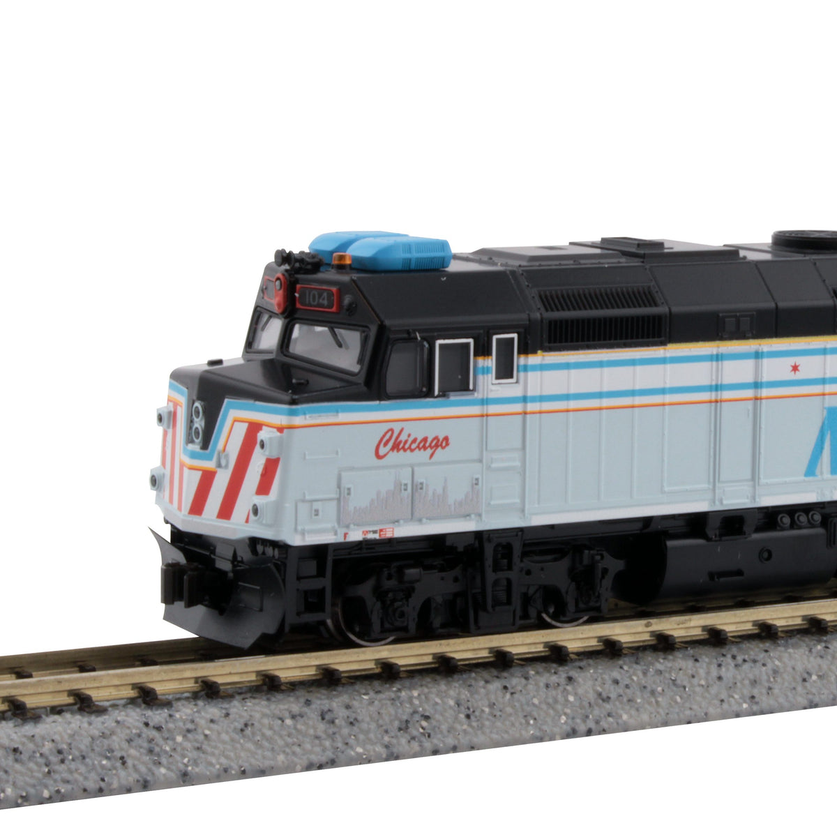 F40PH Metra #104 “City of Chicago” (176-CHICAGO) exact product view 1