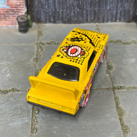 Custom Hot Wheels - 1970 Plymouth Superbird  - Yellow Art Series - Red Mag Wheels - Pink and White Rubber Tires