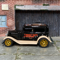 Custom Hot Wheels - 1930 Ford Model A - Black and Tan "The good, The Bad and the Speedy" - Gold Mag Wheels - Rubber Tires