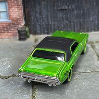 Custom Hot Wheels - 1968 Mercury Cougar - Green and Black - Green and Black 6 Spoke Wheels - Rubber Tires