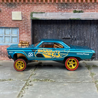 Custom Hot Wheels - 1965 Mercury Comet Cyclone - Green and Gold 56 Years - Gold Mag Wheels - Redline Rubber Tires