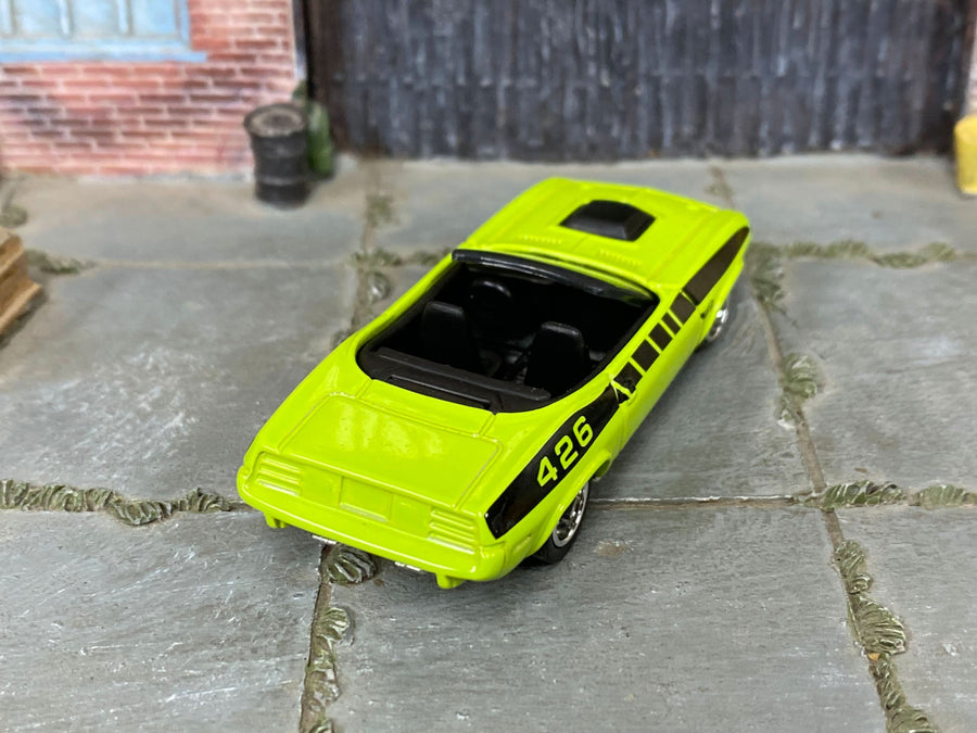 Custom Hot Wheels - Plymouth Barracuda  "King Kuda" - Green and Black -Chrome Mag Wheels - Rubber Tires