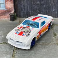 Custom Hot Wheels - 1970 Pontiac Firebird - White, red and Blue Hot Wheels - Blue Mag Wheels - Rubber Tires