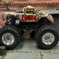 Loose Hot Wheels Monster Jam - Monster Truck - Zombie - White with Chrome Rims