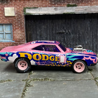 Custom Hot Wheels - 1969 Dodge Charger - Pink Art Car - Pink Mag Wheels - Rubber Tires