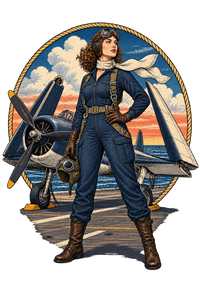 Vintage Aviation Pin-Up T-Shirt – Edition 11 artwork close-up