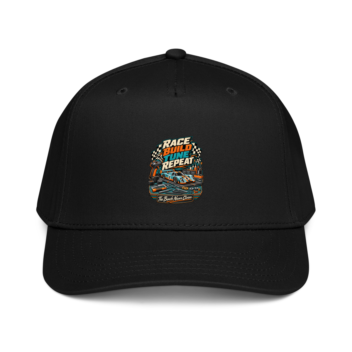 Race Build Tune Repeat Baseball Cap product mockup