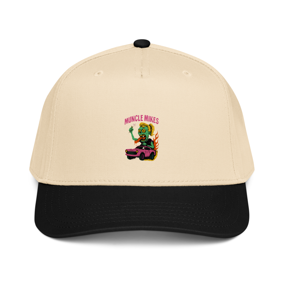 Muncle Mikes Hot Rod and Rat Rod Shirt Mayhem! Monster Rods! (014) Baseball Cap product mockup 2