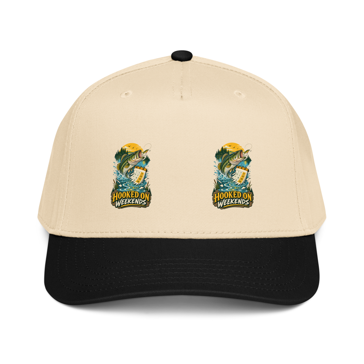 Hooked on Weekends Fishing Baseball Cap product mockup 2
