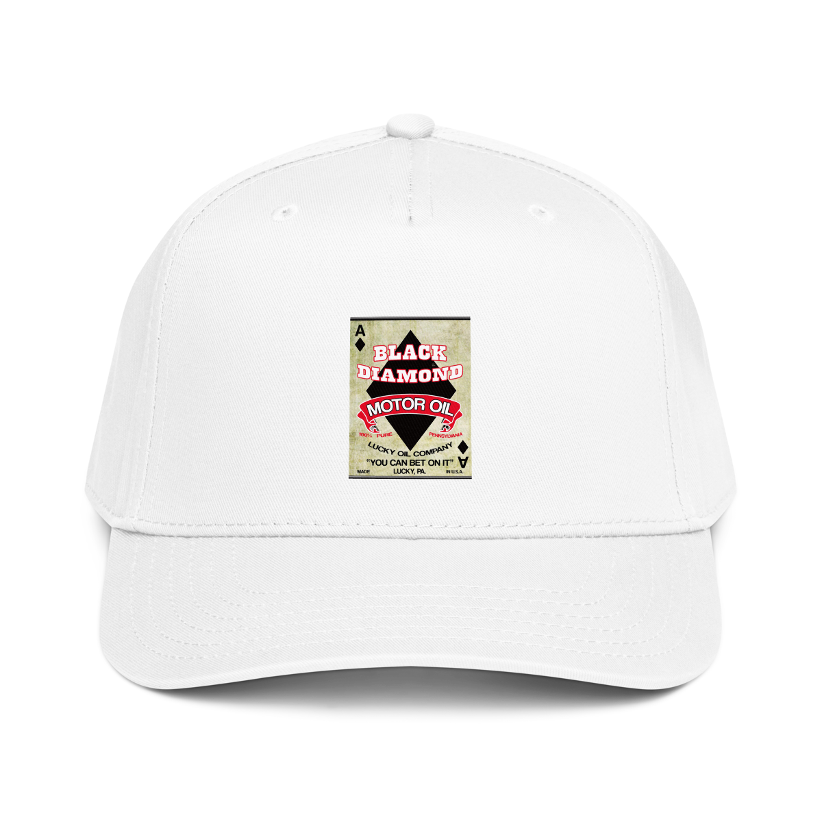 Black Diamond Motor Oil Vintage T-Shirt — Muncle Mikes Baseball Cap product mockup