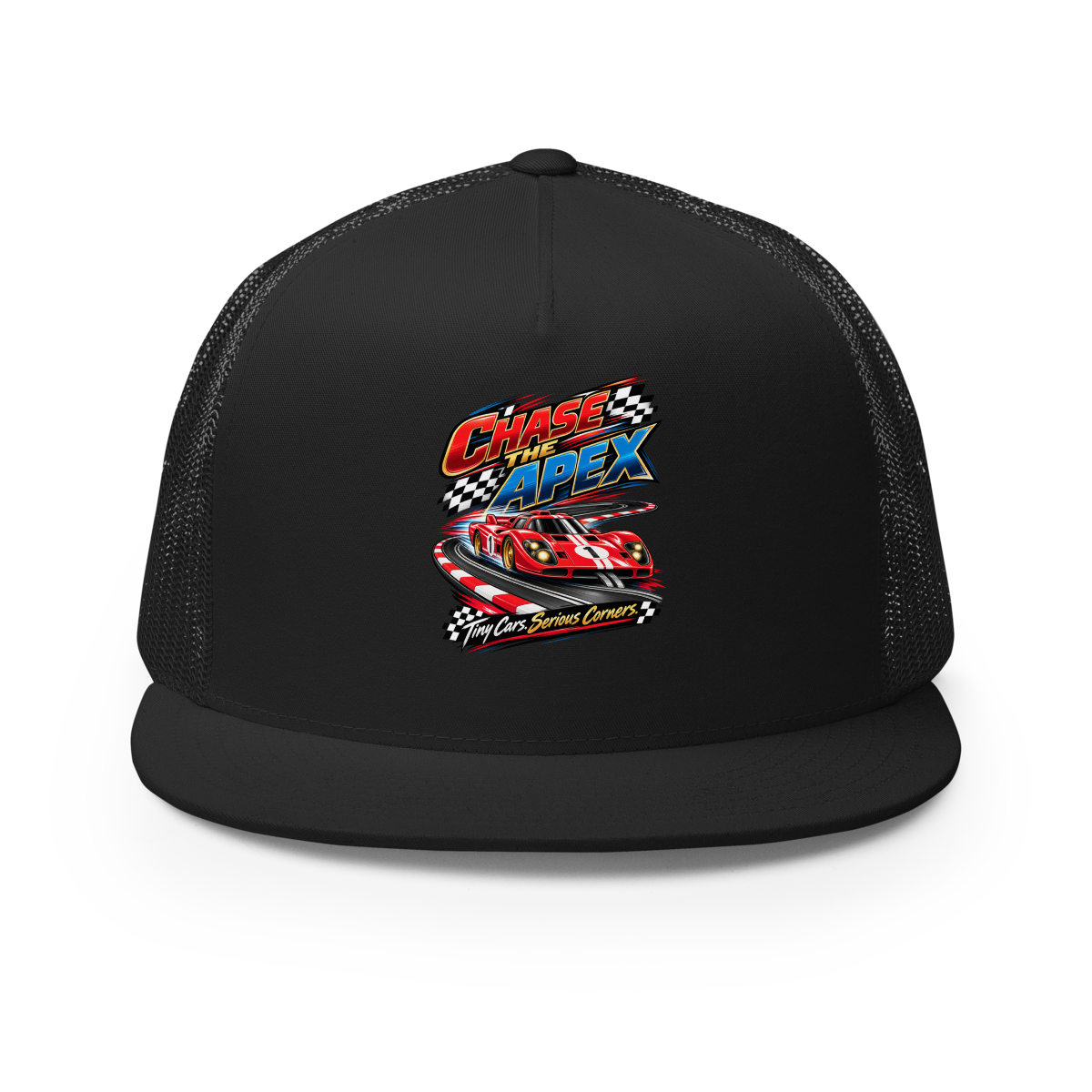 Chase the Apex Trucker Hat product mockup
