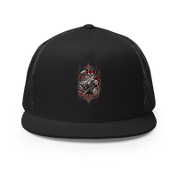 Supercharged V8 Pinstripe Trucker Hat product mockup 3
