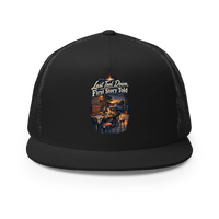 Last Tool Down First Story Told Trucker Hat product mockup 3