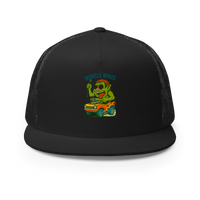 Muncle Mikes Hot Rod and Rat Rod Shirt Mayhem! Monster Rods! (004) Trucker Hat product mockup 3