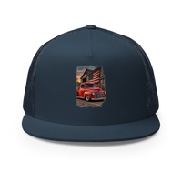 Barn Flag Red Hot Rod Pickup Trucker Hat product mockup 2