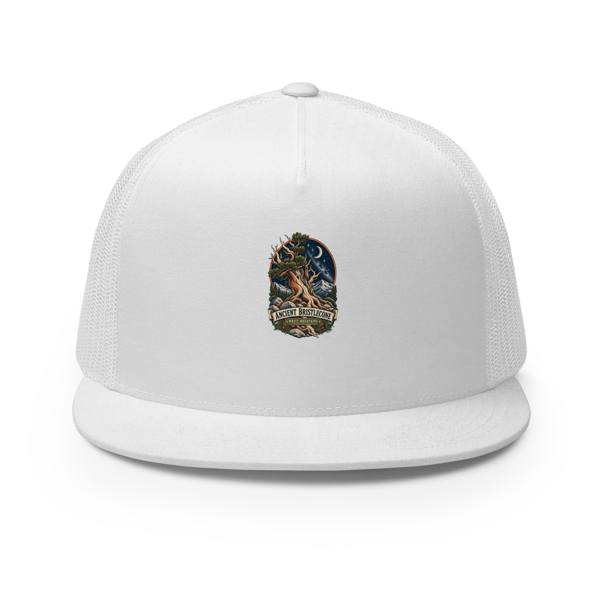 Ancient Bristlecone Pine Enamel Camping Mug – California Gift Trucker Hat product mockup