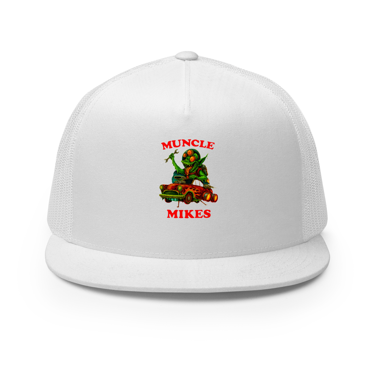Muncle Mikes Hot Rod and Rat Rod Shirt Mayhem! Monster Rods! (024) Trucker Hat product mockup