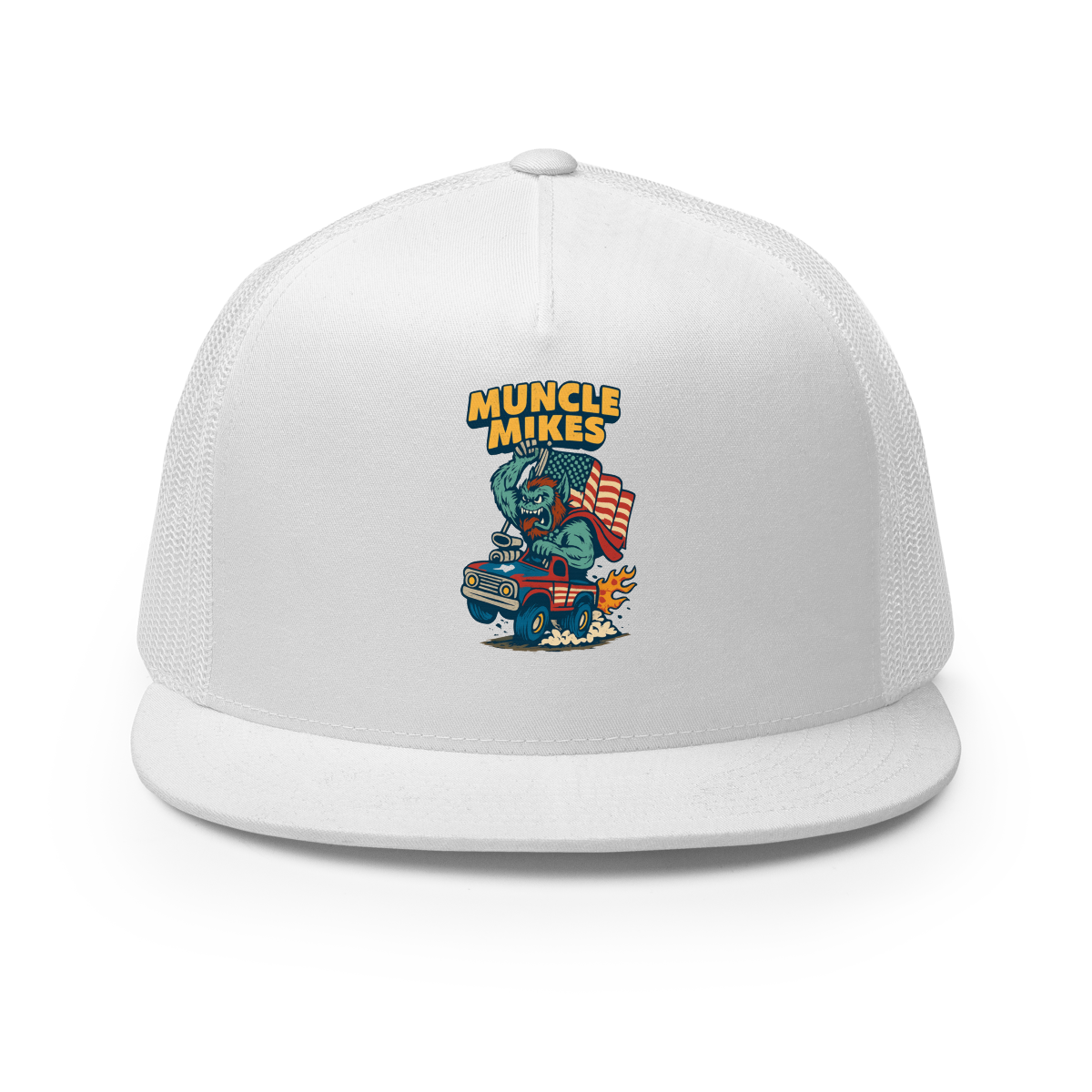 Muncle Mikes Hot Rod and Rat Rod Shirt Mayhem! Monster Rods! (018) Trucker Hat product mockup